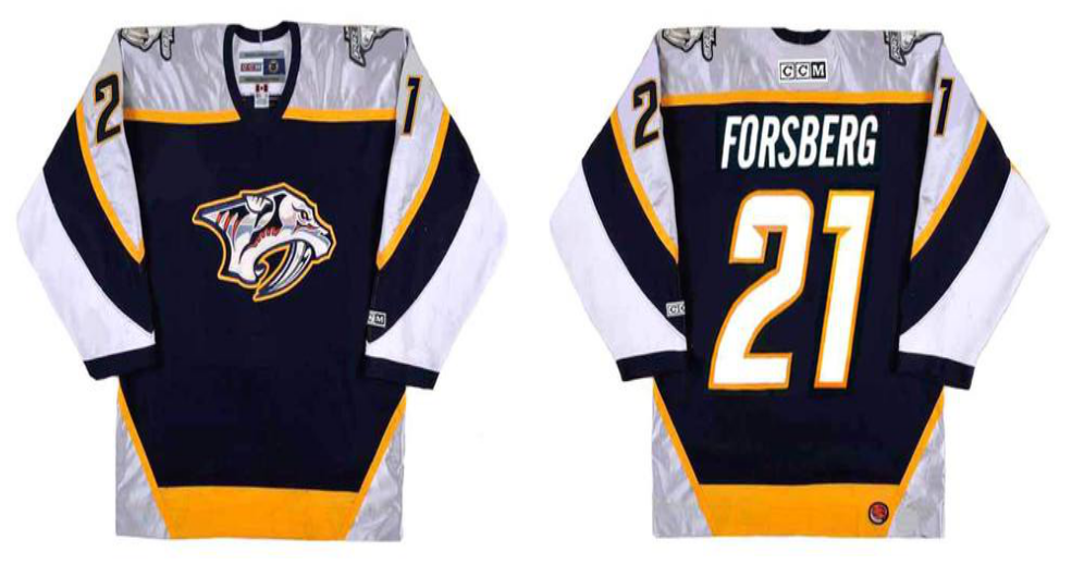 2019 Men Nashville Predators #21 Forsberg black CCM NHL jerseys->nashville predators->NHL Jersey